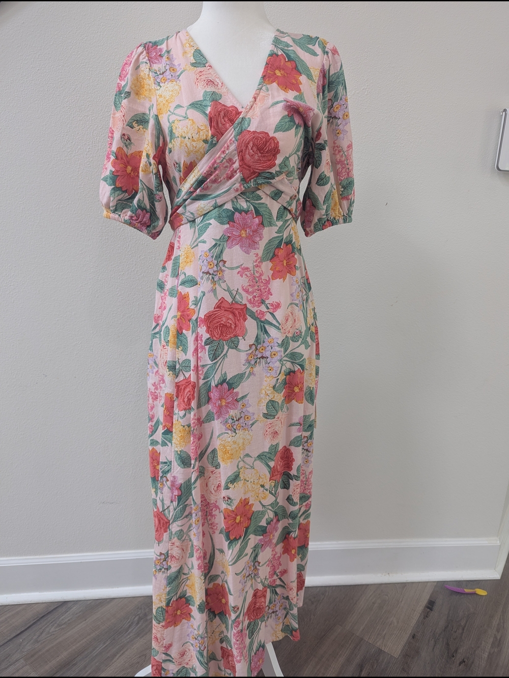 Old Navy Pink Floral Wrap Maxi Dress - Picture 3 of 4